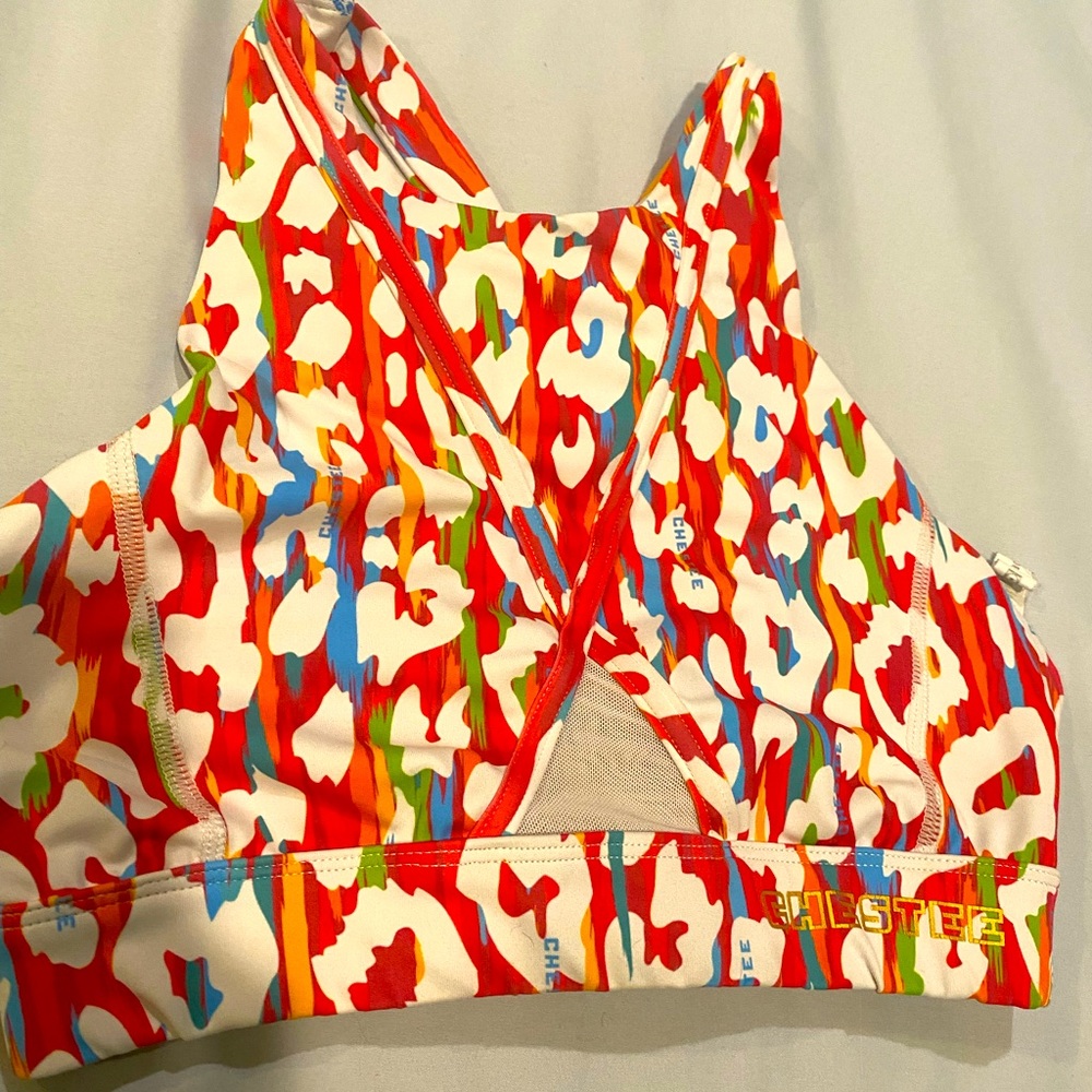 Chestee Rainbow Leopard Sport Bra